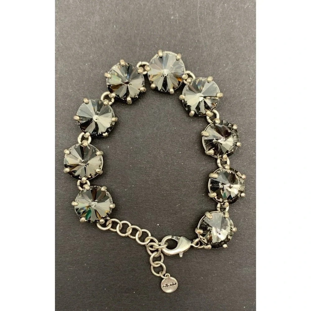 Stella & Dot Somervale Silver and Sparkling Smokey Glass Gray Crystal Bracelet - Picture 3 of 5